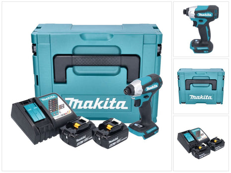 Makita DTD 157 RGJ Akku Schlagschrauber 18 V 140 Nm 1/4" Brushless + 2x Akku 6,0 Ah + Ladegerät + Makpac