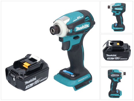 Makita DTD 172 F1 cordless impact wrench 18 V 180 Nm 1/4" brushless + 1x rechargeable battery 3.0 Ah - without charger