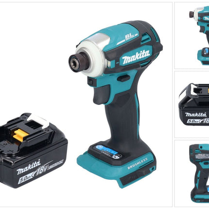 Makita DTD 172 T1 Akku Schlagschrauber 18 V 180 Nm 1/4" Brushless + 1x Akku 5,0 Ah - ohne Ladegerät