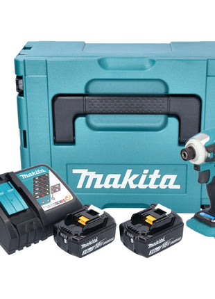 Makita DTD 172 RFJ cordless impact wrench 18 V 180 Nm 1/4" brushless + 2x rechargeable battery 3.0 Ah + charger + Makpac