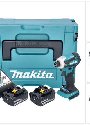 Makita DTD 172 RMJ cordless impact wrench 18 V 180 Nm 1/4" brushless + 2x rechargeable battery 4.0 Ah + charger + Makpac