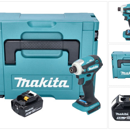 Makita DTD 172 T1J cordless impact wrench 18 V 180 Nm 1/4" brushless + 1x rechargeable battery 5.0 Ah + Makpac - without charger