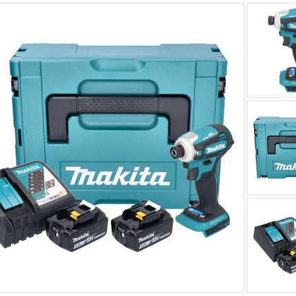 Makita DTD 172 RTJ cordless impact wrench 18 V 180 Nm 1/4" brushless + 2x rechargeable battery 5.0 Ah + charger + Makpac