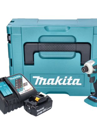 Makita DTD 172 RG1J Atornillador de impacto inalámbrico 18 V 180 Nm 1/4" sin escobillas + 1x batería 6,0 Ah + cargador + Makpac