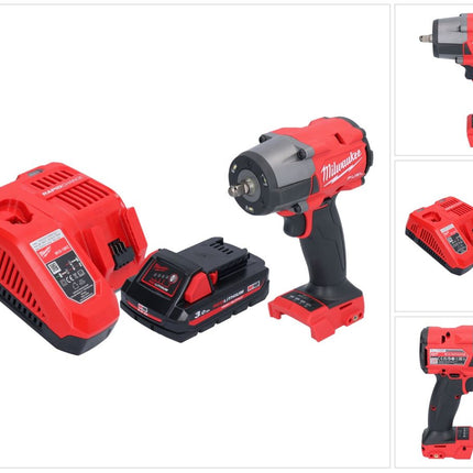 Milwaukee M18 FMTIW2F38-301 Akumulatorowy klucz udarowy 18 V 745 Nm 3/8" bezszczotkowy + 1x akumulator 3,0 Ah + ładowarka