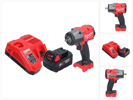 Milwaukee M18 FMTIW2F38-501 Cordless impact wrench 18 V 745 Nm 3/8" brushless + 1x rechargeable battery 5.0 Ah + charger