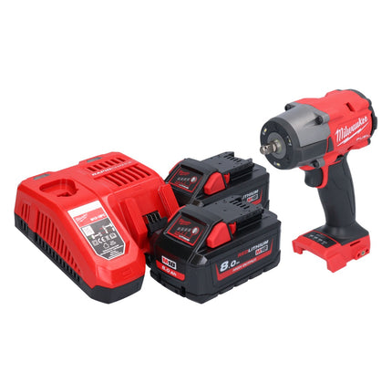 Milwaukee M18 FMTIW2F38-802 Akumulatorowy klucz udarowy 18 V 745 Nm 3/8" bezszczotkowy + 2x akumulator 8,0 Ah + ładowarka