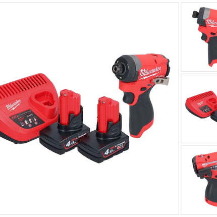 Clé à chocs sans fil Milwaukee M12 FID2-402 12 V 170 Nm 1/4" brushless + 2x batteries 4,0 Ah + chargeur