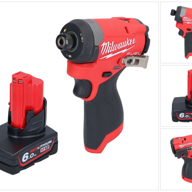 Milwaukee M12 FID2-601 Akku Schlagschrauber 12 V 170 Nm 1/4" Brushless + 1x Akku 6,0 Ah - ohne Ladegerät