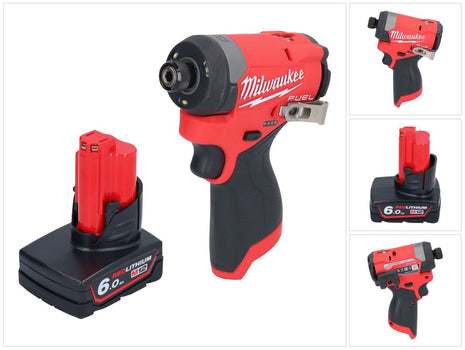 Clé à chocs sans fil Milwaukee M12 FID2-601 12 V 170 Nm 1/4" brushless + 1x batterie 6,0 Ah - sans chargeur