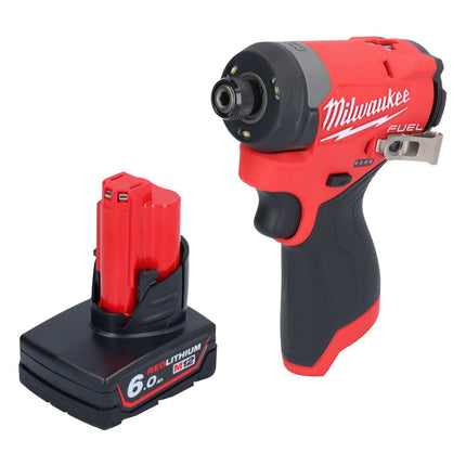 Llave de impacto a batería Milwaukee M12 FID2-601 12 V 170 Nm 1/4" sin escobillas + 1x batería 6,0 Ah - sin cargador