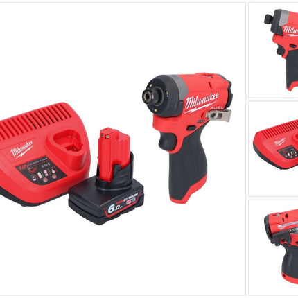 Milwaukee M12 FID2-601 akumulatorowy klucz udarowy 12 V 170 Nm 1/4" bezszczotkowy + 1x akumulator 6,0 Ah + ładowarka