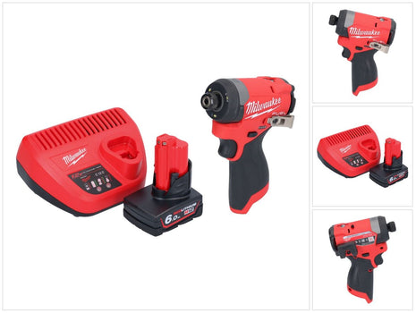 Llave de impacto a batería Milwaukee M12 FID2-601 12 V 170 Nm 1/4" sin escobillas + 1x batería 6,0 Ah + cargador