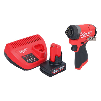Milwaukee M12 FID2-601 akumulatorowy klucz udarowy 12 V 170 Nm 1/4" bezszczotkowy + 1x akumulator 6,0 Ah + ładowarka