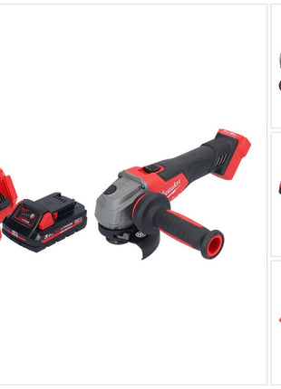 Meuleuse d'angle sur batterie Milwaukee M18 FSAG115X-301 18 V 115 mm sans balais + 1x batterie 3,0 Ah + chargeur