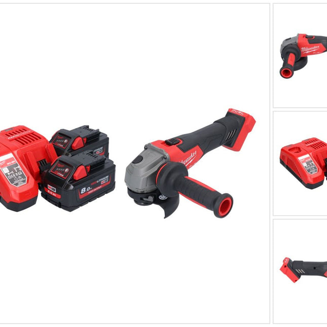 Milwaukee M18 FSAG115X-802 Akku Winkelschleifer 18 V 115 mm Brushless + 2x Akku 8,0 Ah + Ladegerät