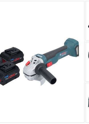 Bosch GWS 18V-10 Professional Akku Winkelschleifer 18 V 115 mm Brushless + 2x ProCORE Akku 8,0 Ah + Ladegerät