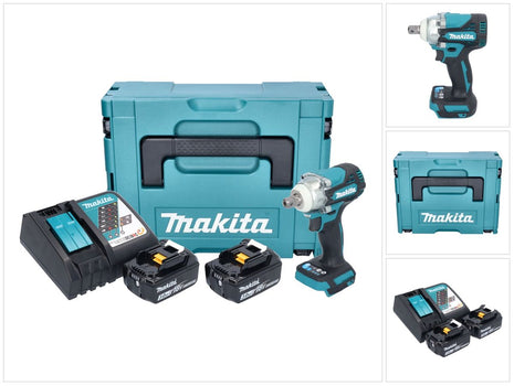 Makita DTW 301 RFJ Atornillador de impacto inalámbrico 18 V 330 Nm 1/2" sin escobillas + 2x batería 3,0 Ah + cargador + Makpac