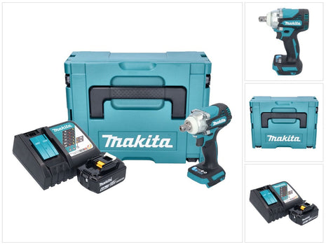 Makita DTW 301 RG1J Atornillador de impacto inalámbrico 18 V 330 Nm 1/2" sin escobillas + 1x batería 6,0 Ah + cargador + Makpac