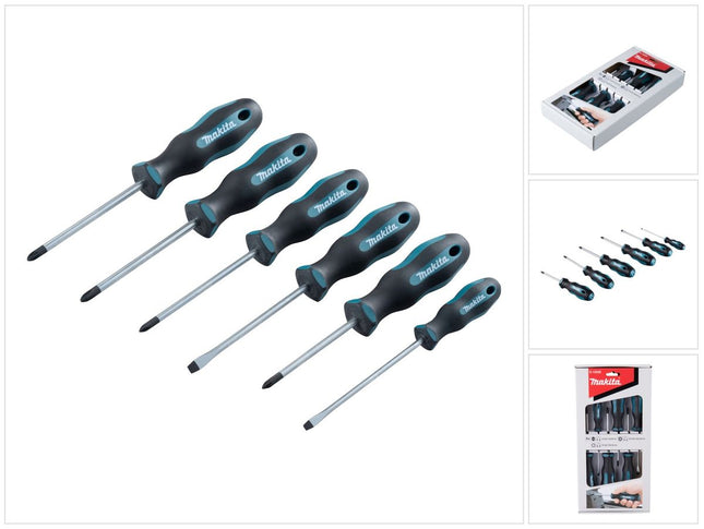 Makita E-10528 Set di cacciaviti 6 pezzi SL4 / SL5,5 / PH1 / PH2 / PZ1 / PZ2