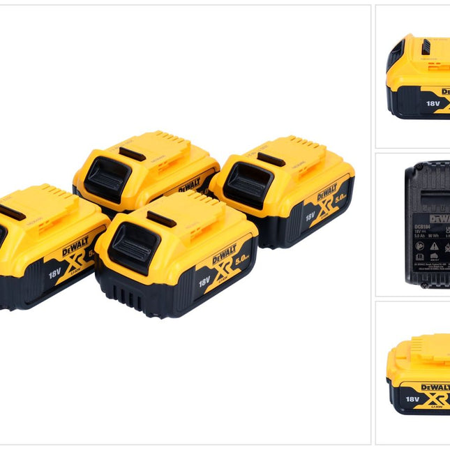 DeWalt DCB 184 P4 Pack de batteries 18 V 5,0 Ah / 5000 mAh 4 pcs. Batterie XR Li-Ion - avec indicateur de charge