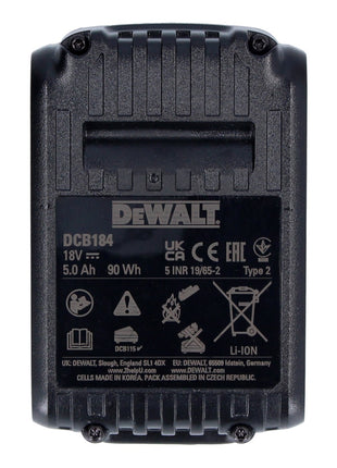 DeWalt DCB 184 P4 akumulator 18 V 5,0 Ah / 5000 mAh 4 szt. Akumulator litowo-jonowy XR - ze wskaźnikiem poziomu naładowania