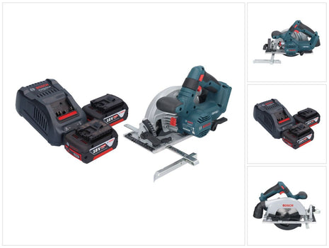 Bosch GKS 18V-57-2 Professional Akku Handkreissäge 18 V 165 mm Brushless + 2x Akku 5,0 Ah + Ladegerät