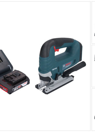 Bosch GST 18V-125 B Professional Scie sauteuse sans fil 18 V 125 mm Brushless + 1x batterie 2,0 Ah + chargeur