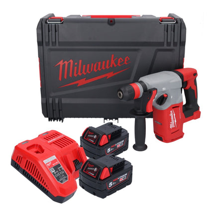 Milwaukee M18 BLHX-502X Marteau combiné sans fil 18 V 2,3 J Brushless ( 4933478892 ) + 2x batterie 5,0 Ah + chargeur + boîtier HD