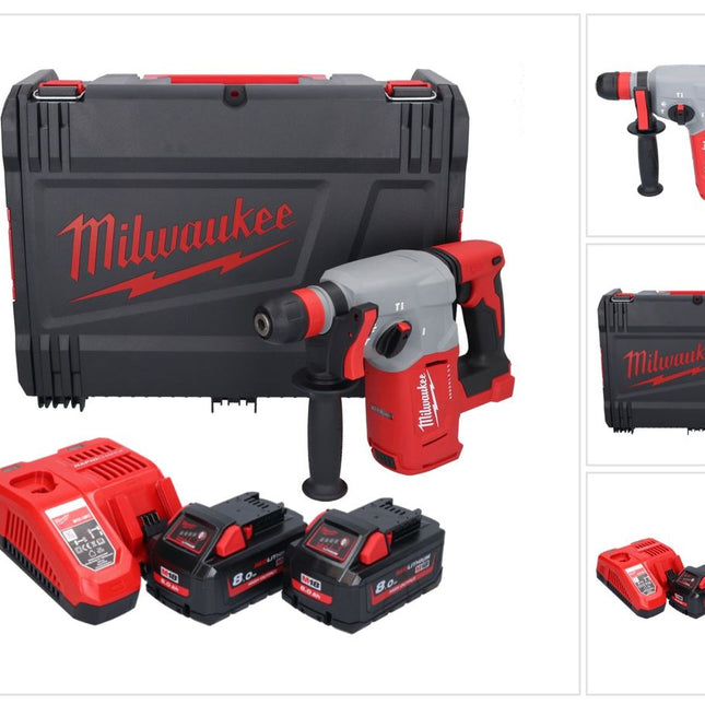 Milwaukee M18 BLHX-802X cordless combihammer 18 V 2.3 J brushless + 2x battery 8.0 Ah + charger + HD box
