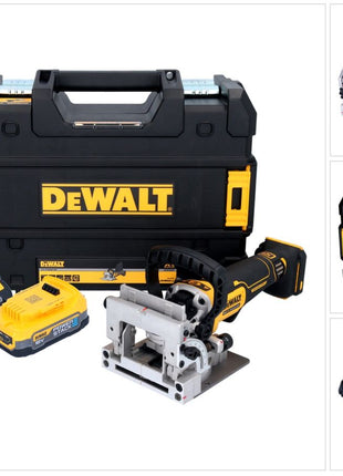 DeWalt DCW 682 E1T cordless flat dowel cutter 18 V 102 x 20 mm brushless + 1x Powerstack battery 1.7 Ah + charger + TSTAK