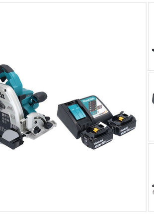 Makita DHS 900 RF2U Akumulatorowa pilarka tarczowa 36 V ( 2x 18 V ) 235 mm bezszczotkowa + 2x akumulator 3,0 Ah + ładowarka + adapter Bluetooth