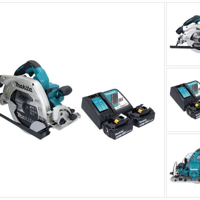 Makita DHS 900 RT2U Akku Handkreissäge 36 V ( 2x 18 V ) 235 mm Brushless + 2x Akku 5,0 Ah + Ladegerät + Bluetooth Adapter