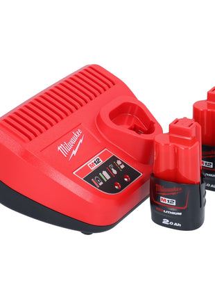 Avvitatore a impulsi a batteria Milwaukee M12 BIW14-202C 12 V 50 Nm 1/4" ( 4933443897 ) + 2x batteria ricaricabile 2,0 Ah + caricabatterie + custodia