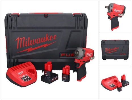 Milwaukee M12 FIWF12-622X Llave de impacto a batería 12 V 339 Nm 1/2" sin escobillas (4933464617) + 1x batería 2,0 Ah + 1x batería 6,0 Ah + cargador + caja HD