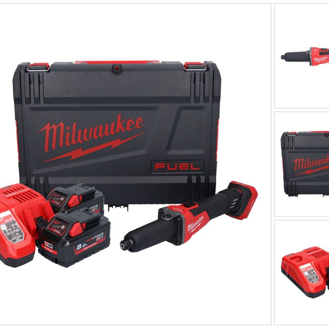 Meuleuse droite à batterie Milwaukee M18 FDGROVB-802X 18 V brushless + 2x batterie 8,0 Ah + chargeur + boîtier HD