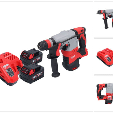 Marteau combiné à batterie Milwaukee M18 HD18HX-502 18 V 2,4 J + 2x batteries 5,0 Ah + chargeur