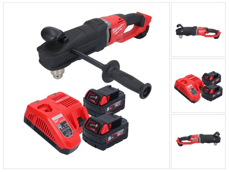 Milwaukee M18 FRAD2-502 cordless angle drill 18 V 122 Nm brushless + 2x rechargeable battery 5.0 Ah + charger