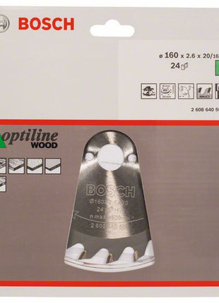 Lama circolare BOSCH Optiline Wood Ø esterno 160 mm Numero di denti 24 WZ ( 4000815427 )