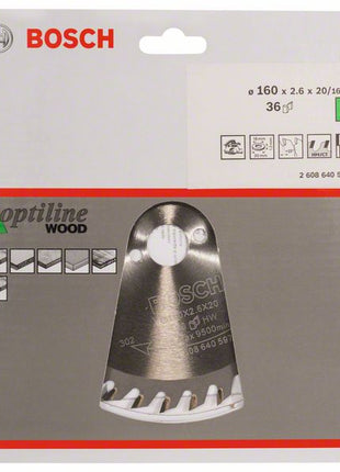 Lama circolare BOSCH Optiline Wood Ø esterno 160 mm Numero di denti 36 WZ ( 4000815437 )