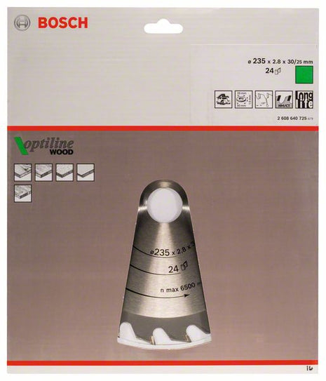 BOSCH Lame pour scie circulaire Optiline Wood Ø extérieur 235 mm Nombre de dents 24 WZ ( 4000909022 )