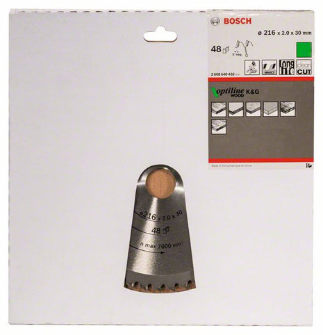 BOSCH Lame pour scie circulaire Optiline Wood Ø extérieur 216 mm Nombre de dents 48 WZ ( 8000342019 )