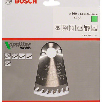 BOSCH circular saw blade Optiline Wood Outer Ø 160 mm Number of teeth 48 WZ ( 8000341993 )