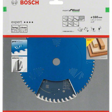 Hoja de sierra circular BOSCH Expert para madera Ø exterior 160 mm Número de dientes 48 WZ ( 8000342039 )