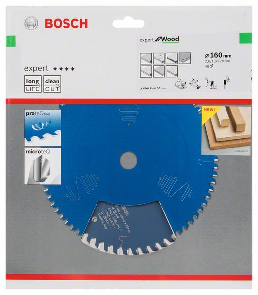 Hoja de sierra circular BOSCH Expert para madera Ø exterior 160 mm Número de dientes 48 WZ ( 8000342045 )