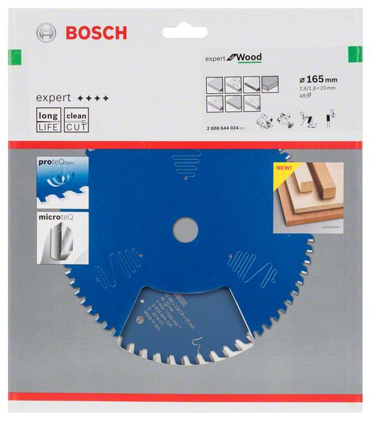 Hoja de sierra circular BOSCH Expert para madera Ø exterior 165 mm Número de dientes 48 WZ ( 8000342048 )
