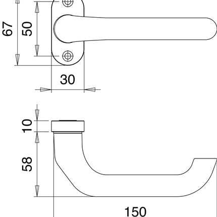 EDI profile lever handle hole part 1308/0800 aluminium F1 ( 3000200018 )