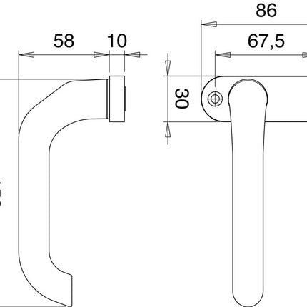 Dźwignia klamki z profilem EDI otwór część 1391/0800 aluminium F1 ( 3000200008 )