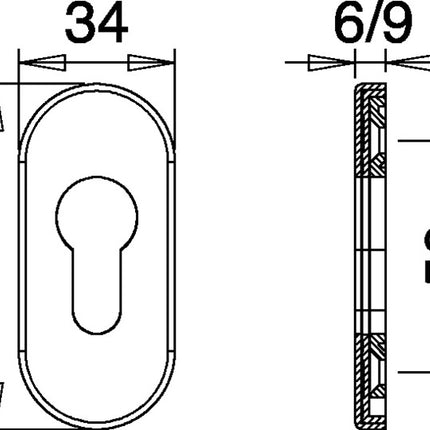 EDI Rosace de clé 0811/9003 aluminium F12 ( 3000200023 )