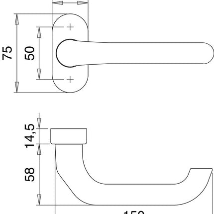 EDI Feuerschutzdrückerlochteil 1300/2133 Aluminium F12 ( 3000200044 )